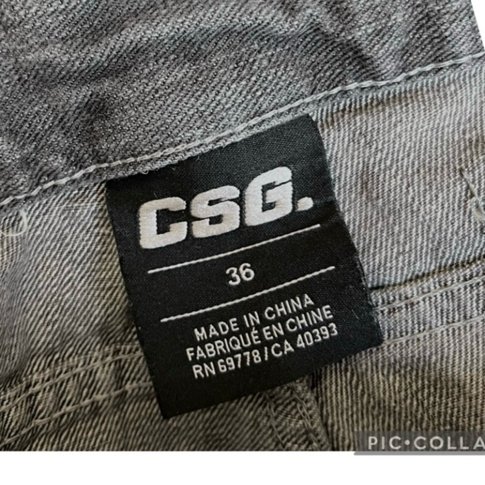 CSG CHAMPS SPORTS MENS DENIM SHORTS BLACK WASH DISTRESSED RIPPED - Picture 5 of 5